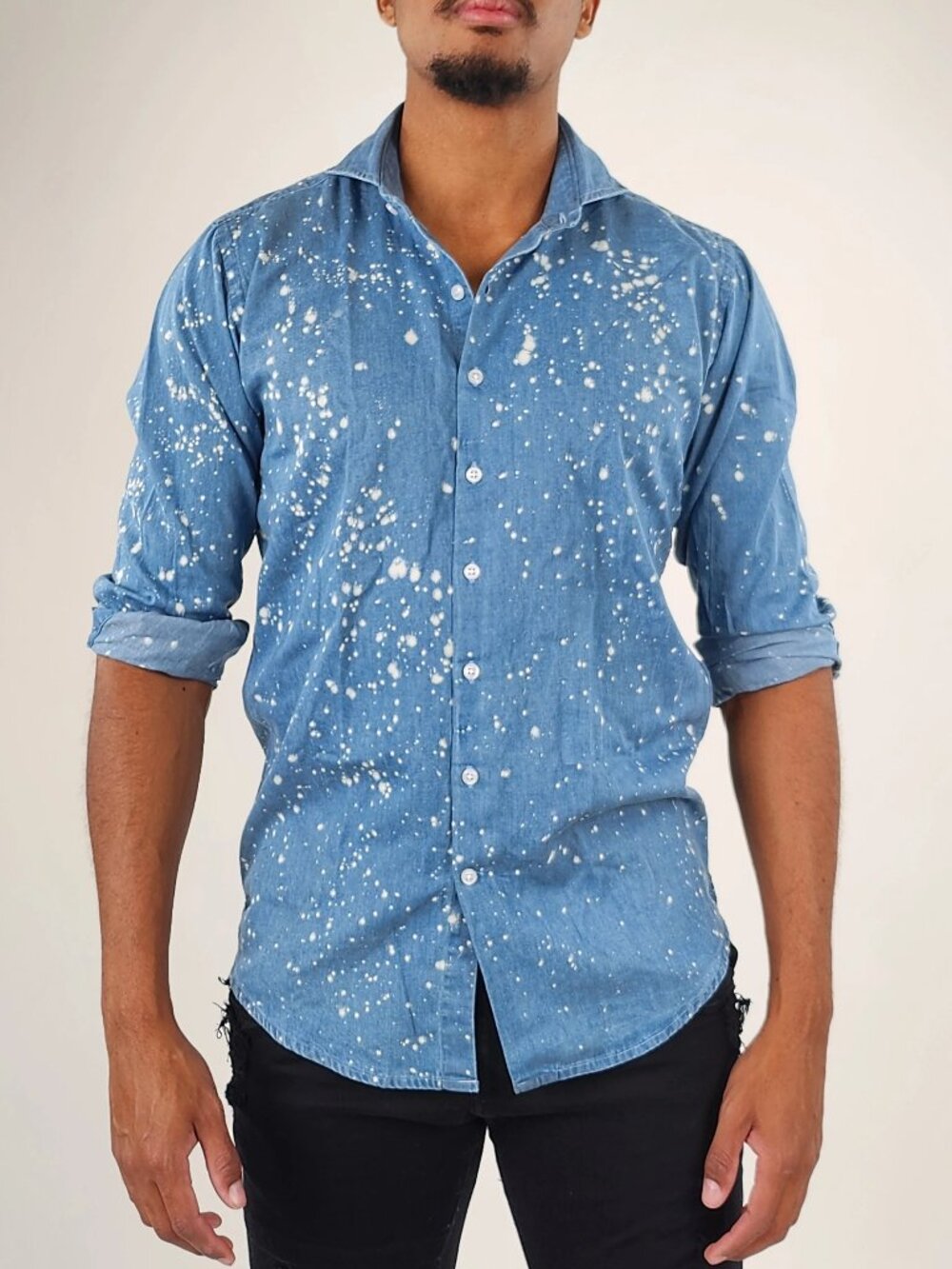Brisk Bleach Splash Denim Shirt/14560
